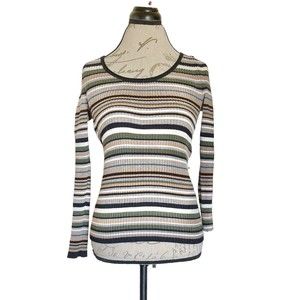 Banana Republic Womens Ribbed Scoop Sweater Top Size XS Striped Y2k Friends